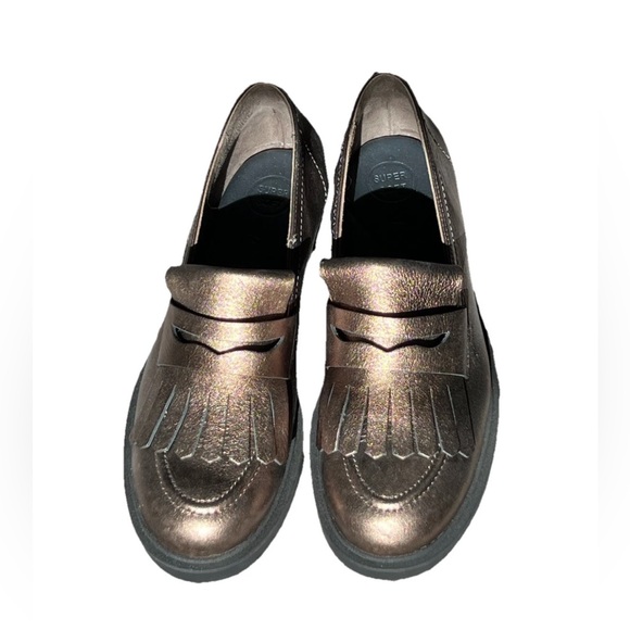 Paul Green NWOB Stacy Flat Women's Leather Shoes Loafers Grunge Metallic US 9.5 - Picture 8 of 12